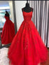 A Line Spaghetti Straps Tulle Criss Cross Prom Dresses with Applique LBQ3491